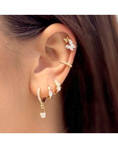 Silver Needle Simple Color Zircon Cute Plum Earrings