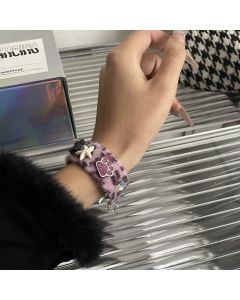 Purple Leopard Print Cat's Paw Heart Bracelet