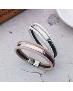 Stainless Steel Personality Lettering Couple Bracelet Vintage Multi-layer Woven Leather