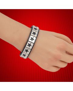 Artificial Leather Vintage Punk Style Single Row Hollow Stars Leather Bracelet