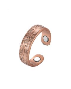 Carved Plum Ring Solid Copper Magnet Bracelet