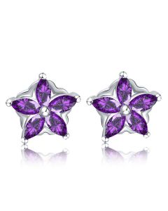 Zircon Temperament Earrings Simple Petal Purple Diamond Earrings Earrings Jewelry Women