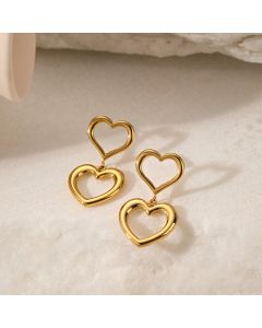 Simple Double Layers Loving Heart Pendant Earrings For Women
