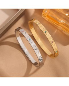 Simple Personality Ins Style Elegant Titanium Steel Trendy Colorful Crystals Bracelet