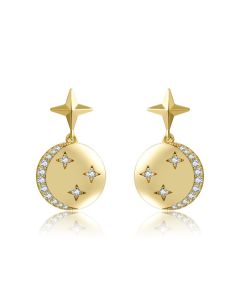 Round Planet Earrings 18K Gold Color Preserving Jewelry