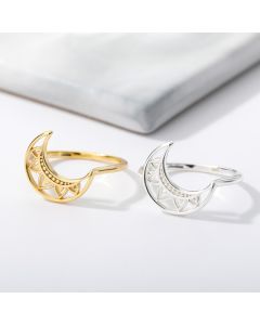 Gold-plated Hollow Petal Moon Ring