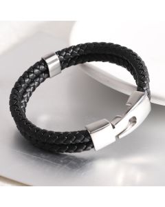 European American Simple Versatile Men's Double Layer Leather Rope Hooks Bracelet Women