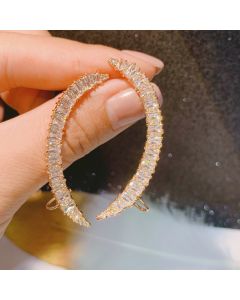 S925 Silver Needle Crescent Zircon Earrings
