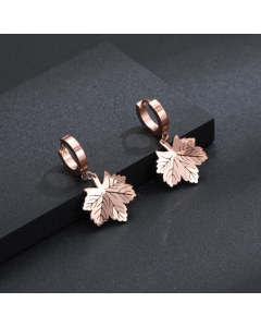 One Leaf Rich Earrings Rose Gold Plated Earrings