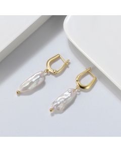 S925 Sterling Silver Eardrops Natural Freshwater Pearl