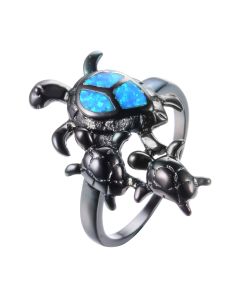 Blue Fire Opal Turtle Ring