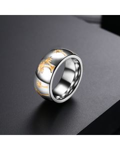 Fashionable Personality Titanium Steel Room Golden Men's Ring