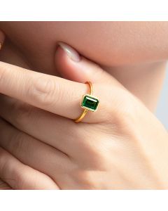 Female 925 Pure Women's Emerald Ring