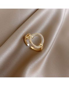 Circle micro-inlaid zircon female trendy niche design simple index finger ring