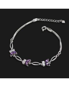 925 Sterling Silver Butterfly Amethyst Bracelet Fresh Butterfly Ornament