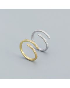 Inlaid Zircon Geometric Ring