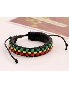 Simple Braided Leather Bracelet With Pull Adjustment Color
