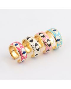 Trendy Hip Hop  Women's Gold Plated Drip Oil Eye Ring