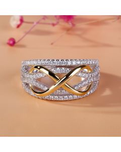 European And American Fashion Ladies Two-Tone Gold-Plated Ring