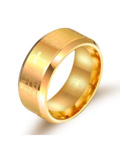 Scripture English Cross Stainless Steel Ring