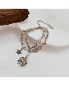 Round Brand Elephant Alloy Accessories Net Red Double-layer Chain Bracelet