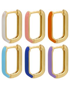 Oil Drip Earrings Women's Geometric Rectangular Metal Earrings