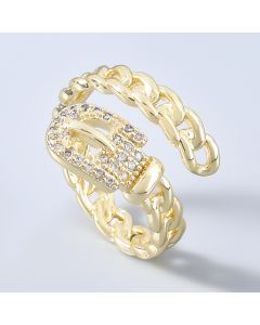 Fashion Design Sense Copper Micro Diamond And Rhinestone Belt Ring