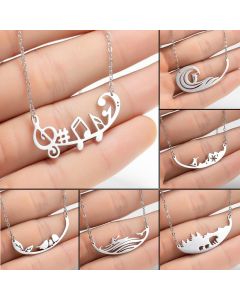 Stainless steel musical note necklace