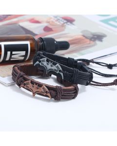 Men's Cartoon Bat Pattern Leather Bracelet