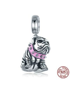 925 Sterling Silver Bracelet DIY Cute English Bulldog Dog