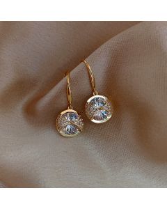 Silver Needle Korean Light Luxury Round Diamond Pendant Earrings