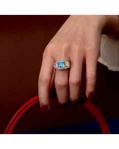 Women's Inlaid Yellow Blue 4 Carat Fancy Diamond Ring