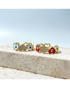 Couple Style 14K Microset Zircon Copper  Ring