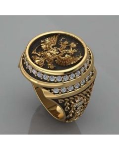 Hecheng Wish Hot Sale European And American Creative Vintage Angel Eagle Gold-Plated Men's Ring