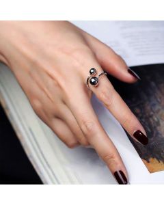 Fashion Special-interest Irregular Two Ball Ring