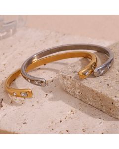 Stainless Steel Plated 18K Water Drop Rectangular Star Round Diamond Zircon Bracelet