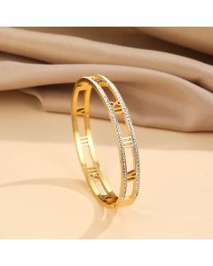 Titanium Steel Electroplated 18K Real Gold Roman Numerals Bracelet