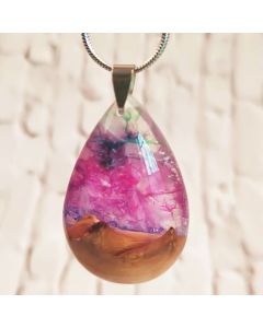 Jade resin wood pendant necklace