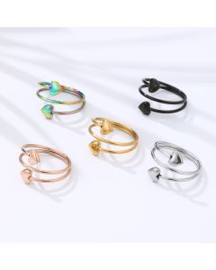 Peach Heart Stainless Steel Magnet Ring Health Anti-snoring Ring