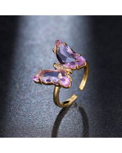 Butterfly Crystal Ring Exquisite Purple Girly Niche Design