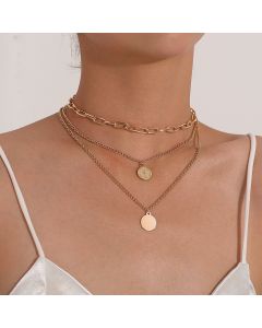 Geometric Round Beauty Head Hendant Necklace Women