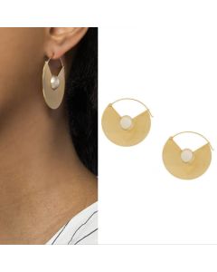 Vintage Distressed Champagne Beads Golden Finish Fan-shaped Ring Ear Jewelry