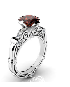 Copper silver plated square diamond zircon hollow scroll pattern ring