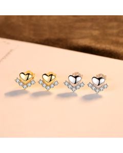Sterling Silver Mini Bone Stud Earrings Love Heart Stud Earrings