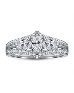 Tonglin 925 Sterling Silver Micro-inlaid Zircon Denier Shape Carat Simulation Diamond Ring