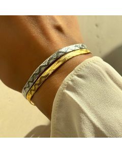 Embossed Pattern Gold And Silver Bracelet Suit