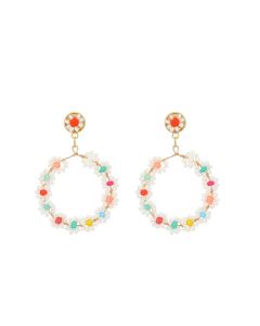 Handmade Flower Rice Beads Niche Earrings