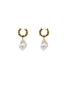 Irregular Earrings Glossy Golden Ring Earrings Pearl Pendant Earrings