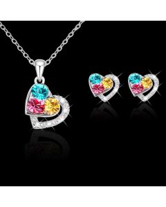 Fashion Women's Earrings Necklace Set Colored Full