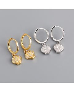 Rhinestone Zircon Shell-shaped Sterling Silver Stud Earrings